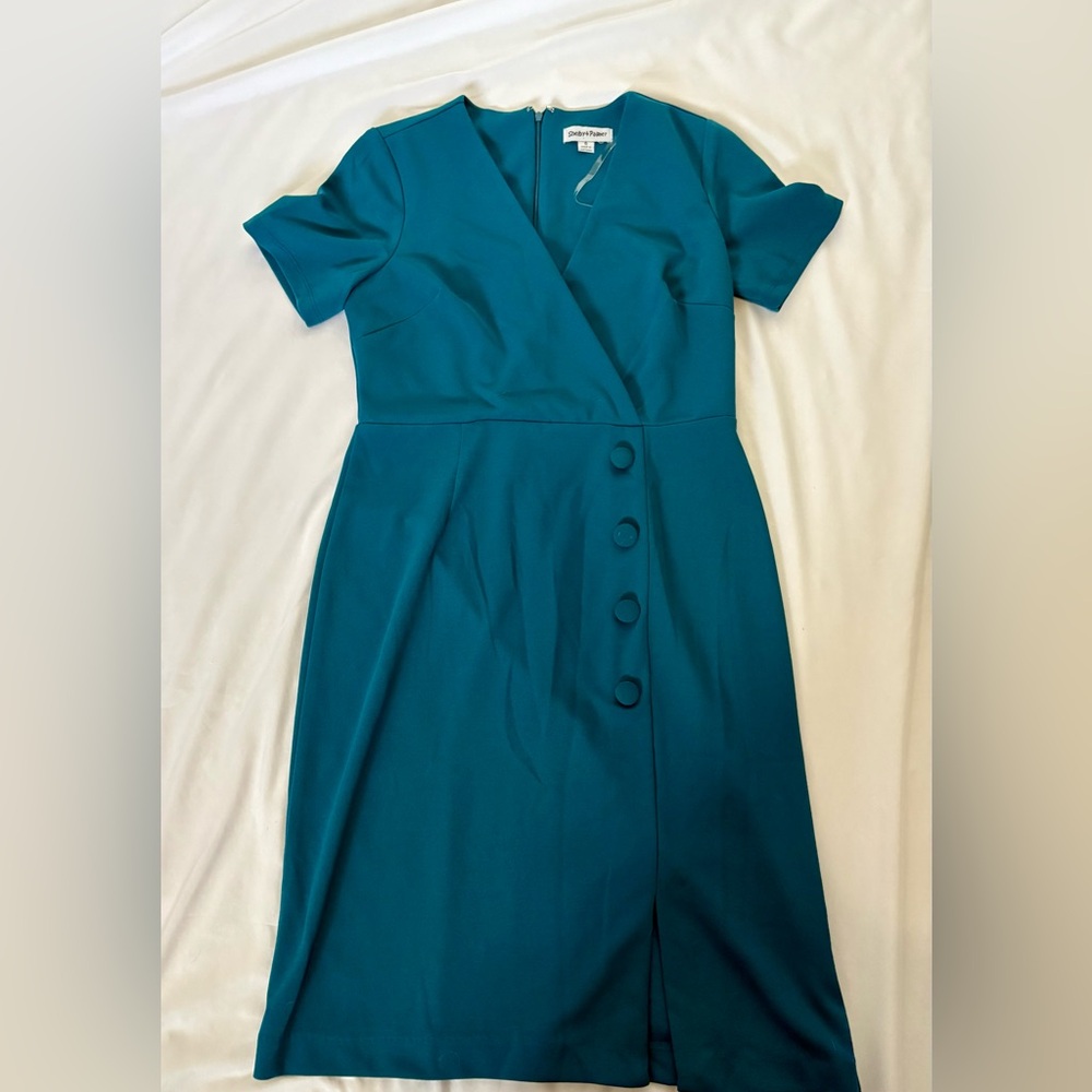 Shelby & Palmer Teal Button-Front Midi Dress